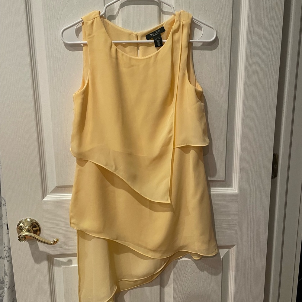 White House Black Market Asymmetrical Yellow Dress